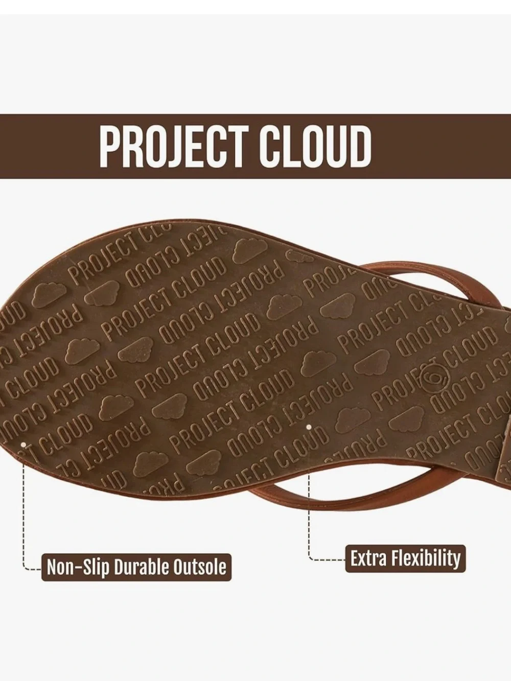 Project Cloud Women’s Brown Memory Foam Flip Flop Sandals NWOT